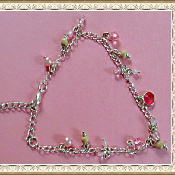 Handmade Beaded Anklet With Silver Tone Finish Colorful For Teens/Women - Picture 1 of 1